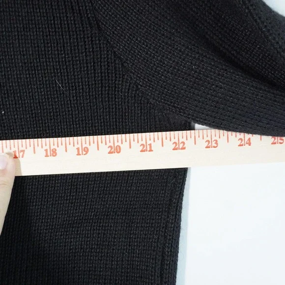 VTG Peruvian Link Alpaca Cardigan Knit Open Front Pockets Black S Cozy Lagenlook
